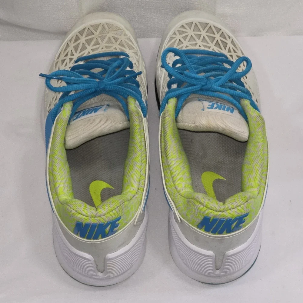 Nike Zoom Cage 2  Athletic Tennis‎ Shoes White Volt Blue 705247-147 Mens Size 9
